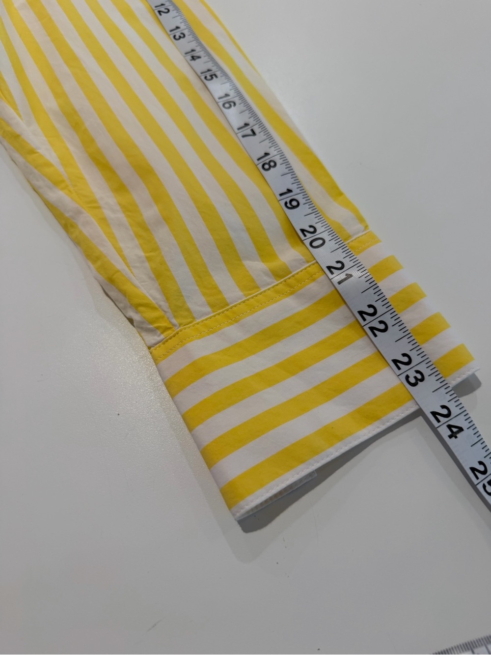 Banana Republic Yellow and White Striped Shirt woman’s size large cotton - Picture 5 of 7